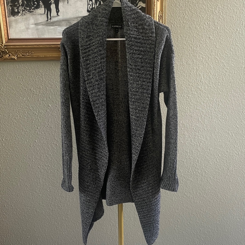 Express Heather Gray Open Front Cardigan